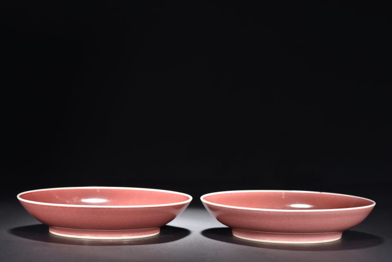 清 红釉盘（2件） - 图6