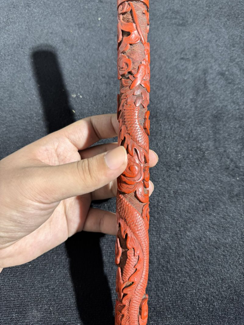 清 剔红云龙纹香筒 - 图8