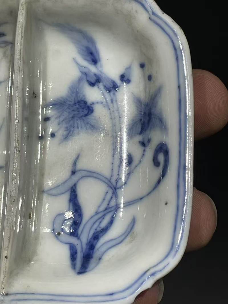 清青花花卉纹隔洗 - 图2