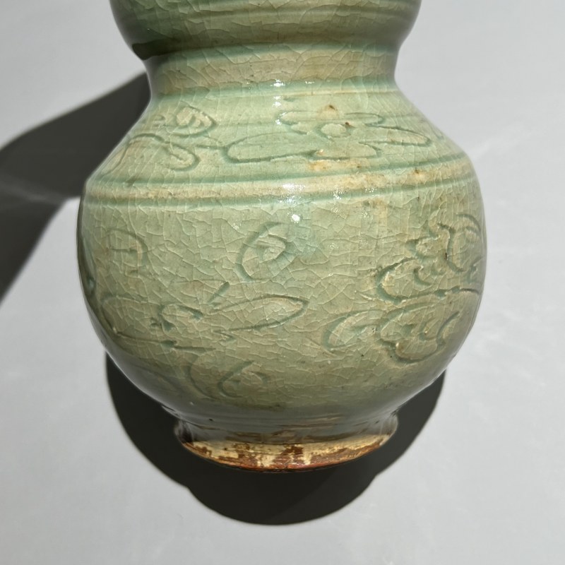 明代 龙泉窑青釉刻花葫芦瓶 - 图7