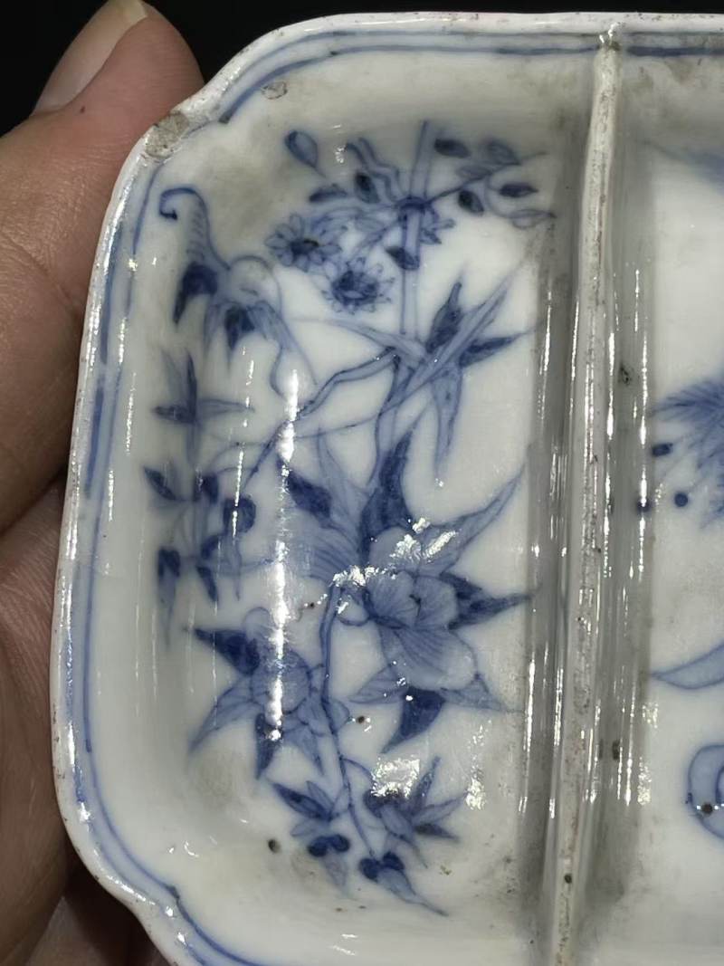 清青花花卉纹隔洗 - 图3