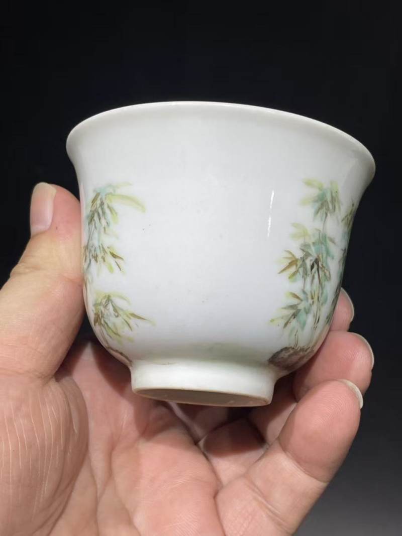 浅绛彩竹石纹杯2只 - 图9