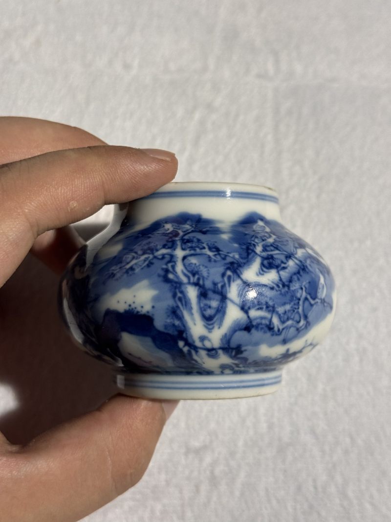 清雍正 青花月月见喜纹水丞 - 图7