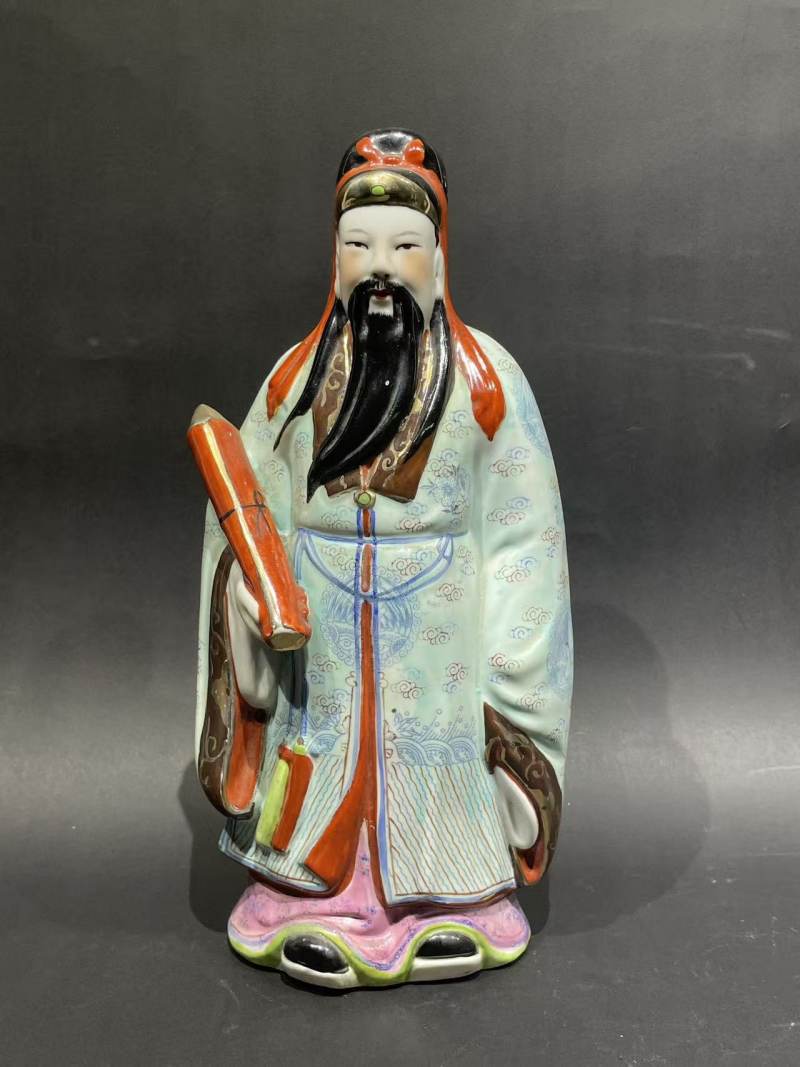 解放后粉彩禄星瓷塑 - 图1