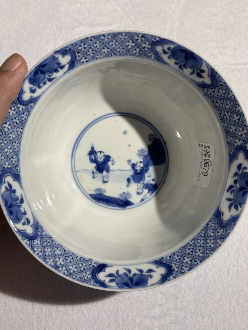 清康熙 青花西厢记诗文折沿碗 - 图8