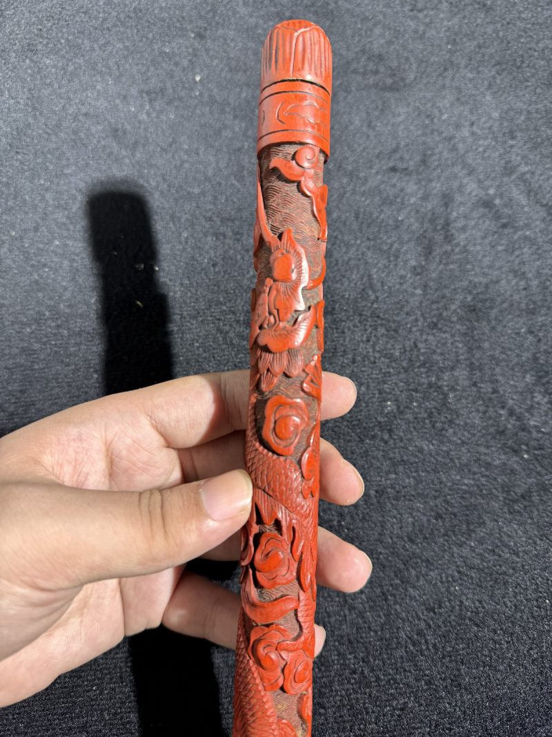 清 剔红云龙纹香筒 - 图11