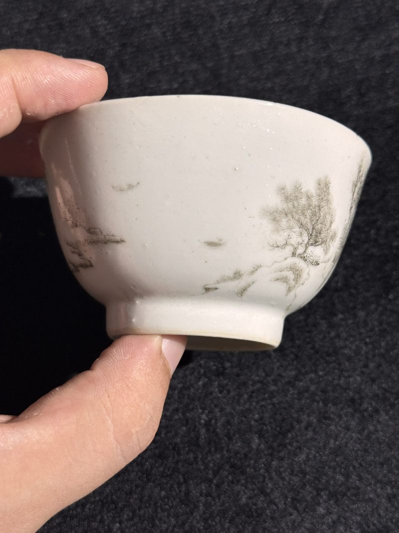 清 墨彩山水茶圆 （一对） - 图8