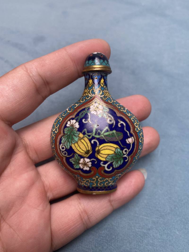 清晚期 掐丝珐琅龙凤纹、花虫纹烟壶（一组两件） - 图21