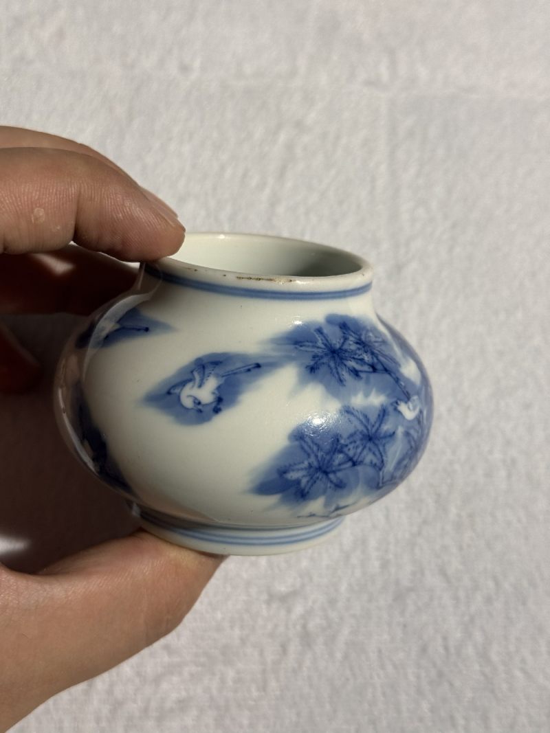 清雍正 青花月月见喜纹水丞 - 图2