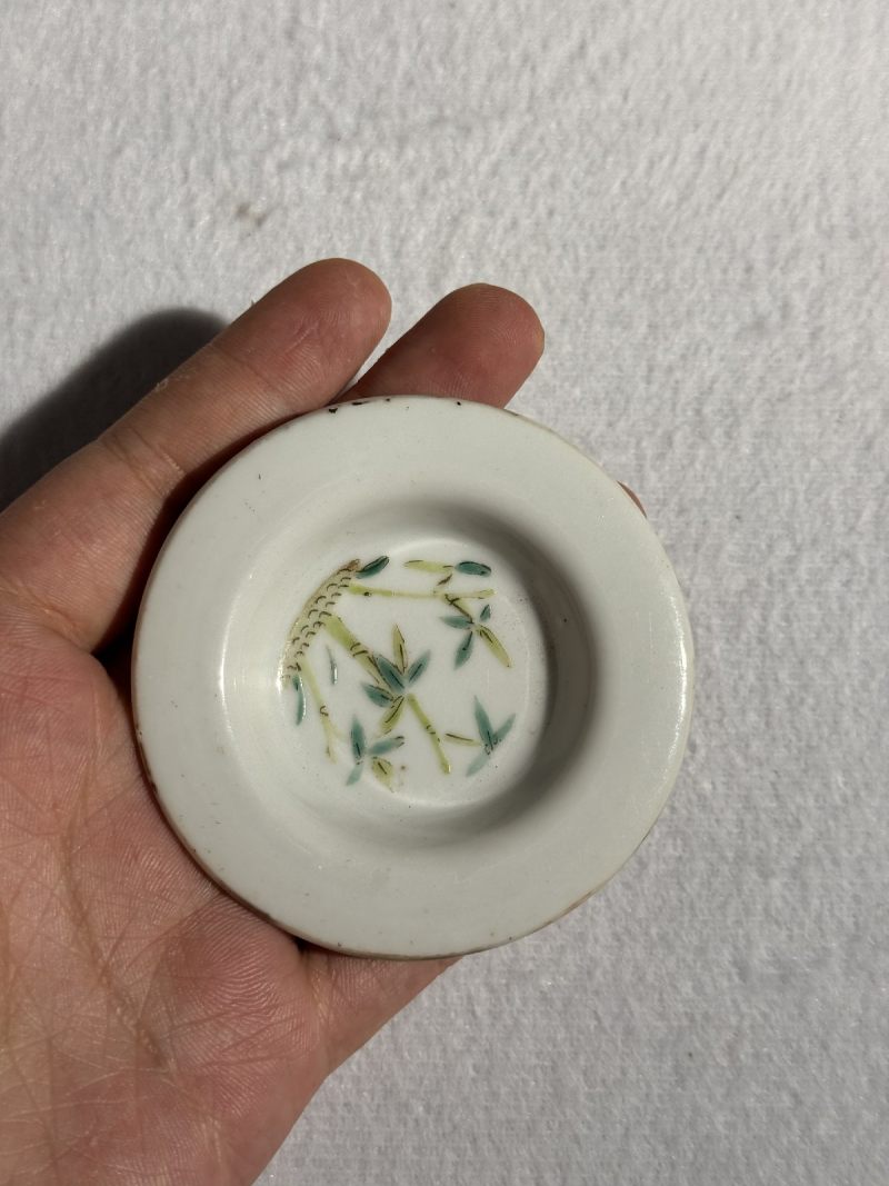 清同治 粉彩癞瓜纹杯粉彩青竹诗文壶 （一组） - 图11