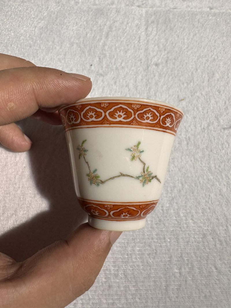 清宣统 粉彩折枝桂花杯 （一对） - 图6
