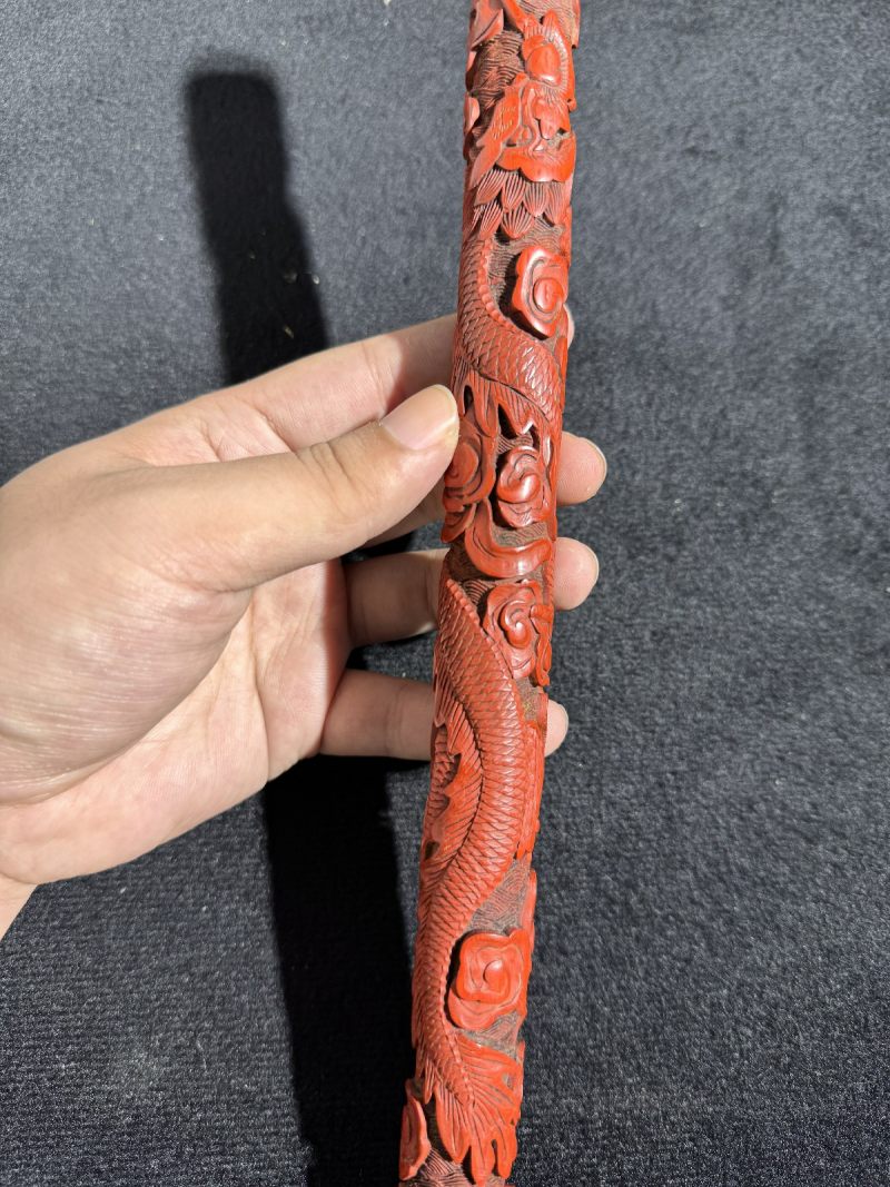 清 剔红云龙纹香筒 - 图13