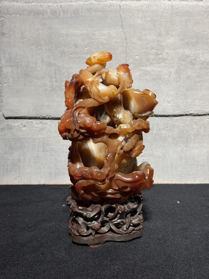清乾隆 玛瑙如意花插 - 图2