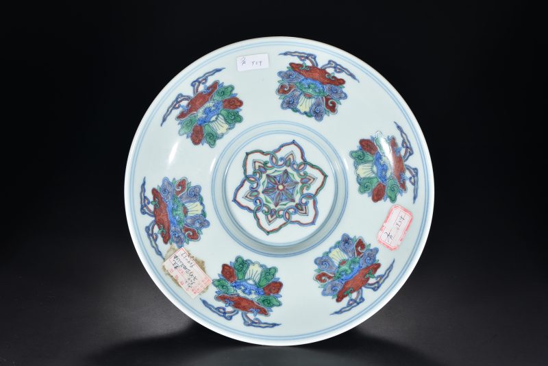 清 斗彩花卉纹盘 - 图2