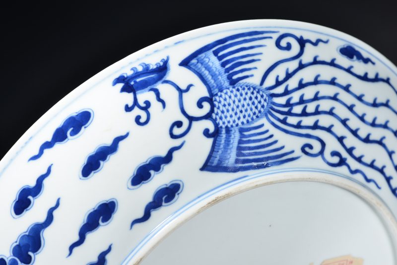 清 青花对头凤纹大盘 - 图6