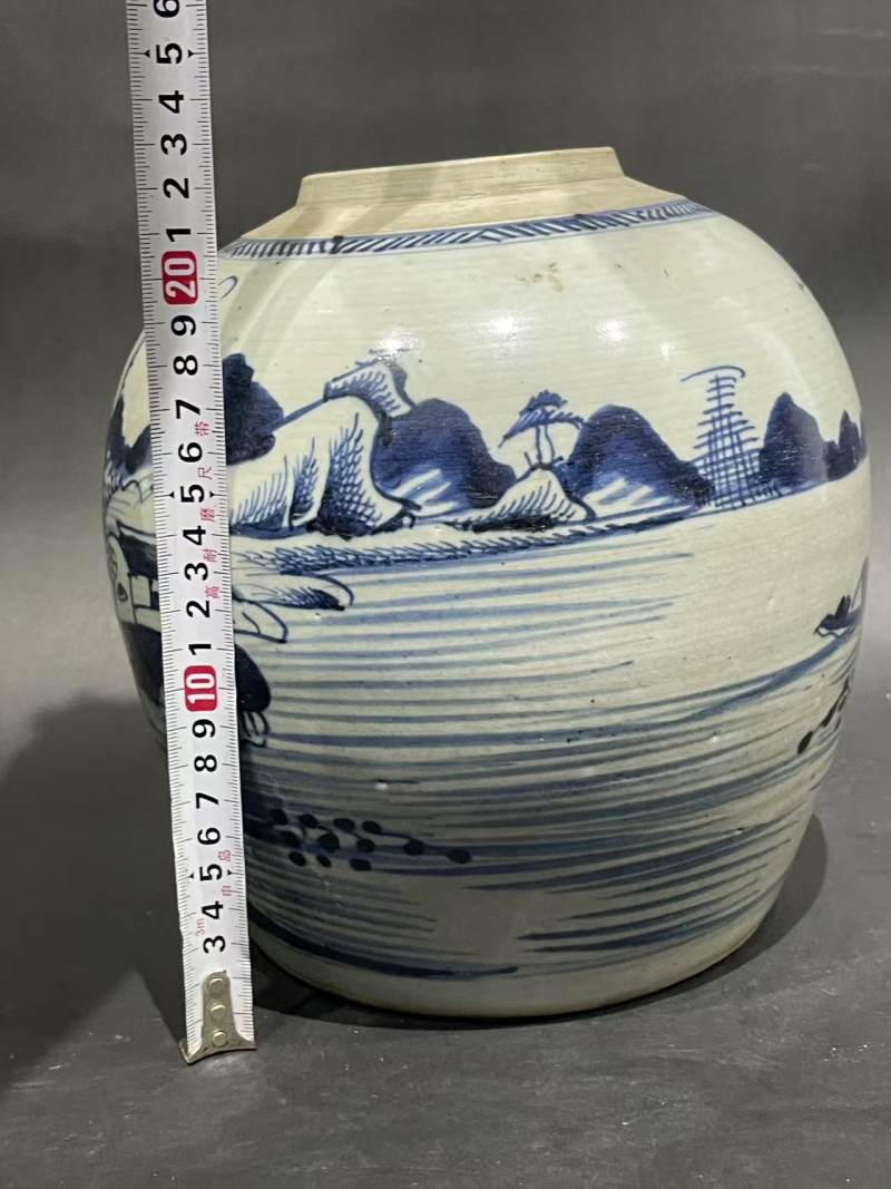 清青花山水纹罐 - 图10