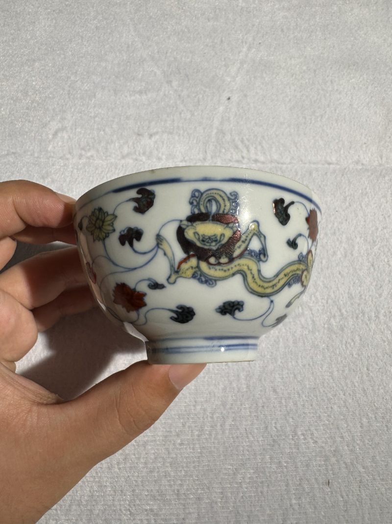 清康熙 斗彩龙穿花茶圆 - 图5
