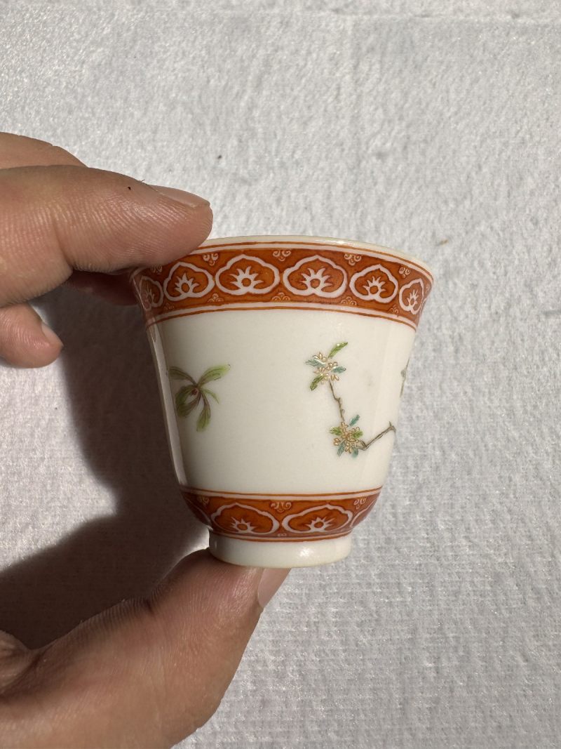 清宣统 粉彩折枝桂花杯 （一对） - 图7