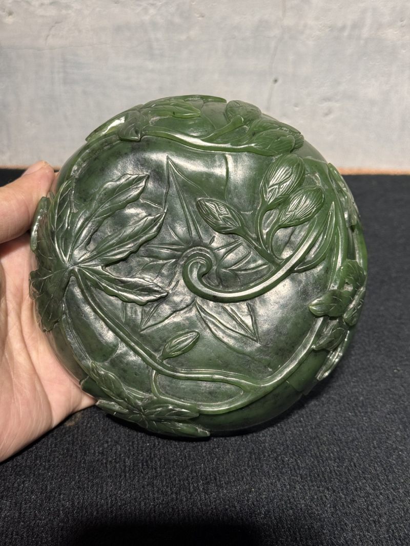 清乾隆 碧玉秋葵洗 - 图7
