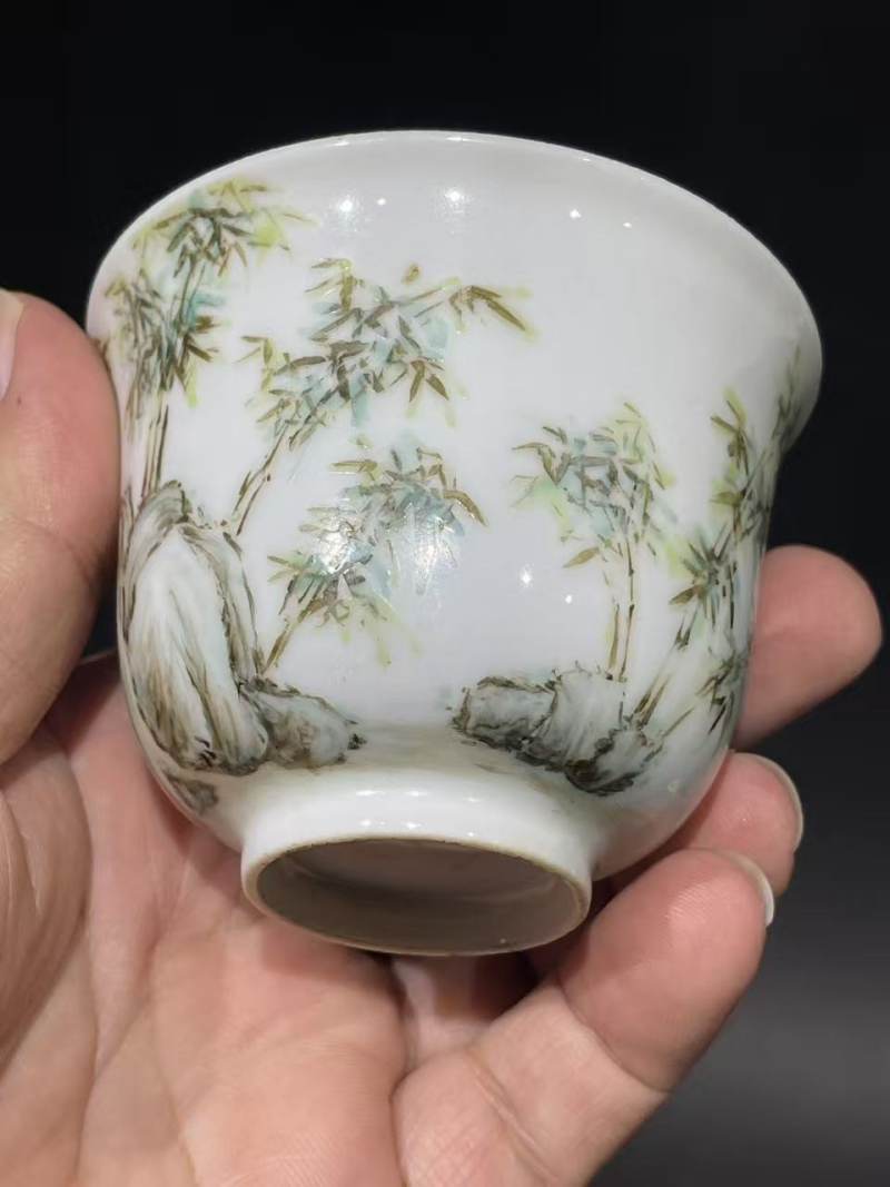 浅绛彩竹石纹杯2只 - 图13