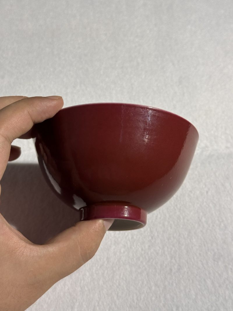 清乾隆 胭脂红釉茶碗 - 图6