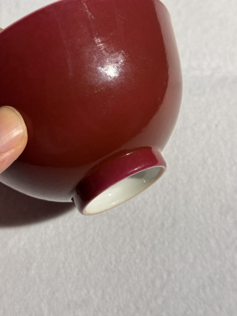 清乾隆 胭脂红釉茶碗 - 图7