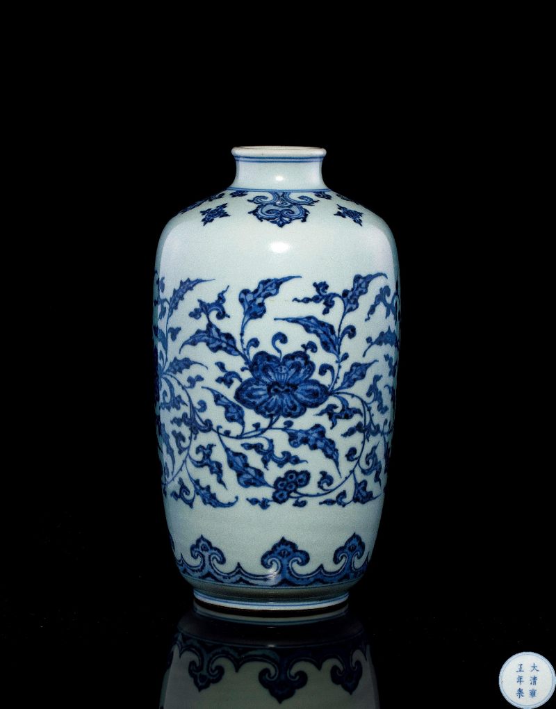 清雍正 青花萱草花卉纹茶叶罐 - 图1