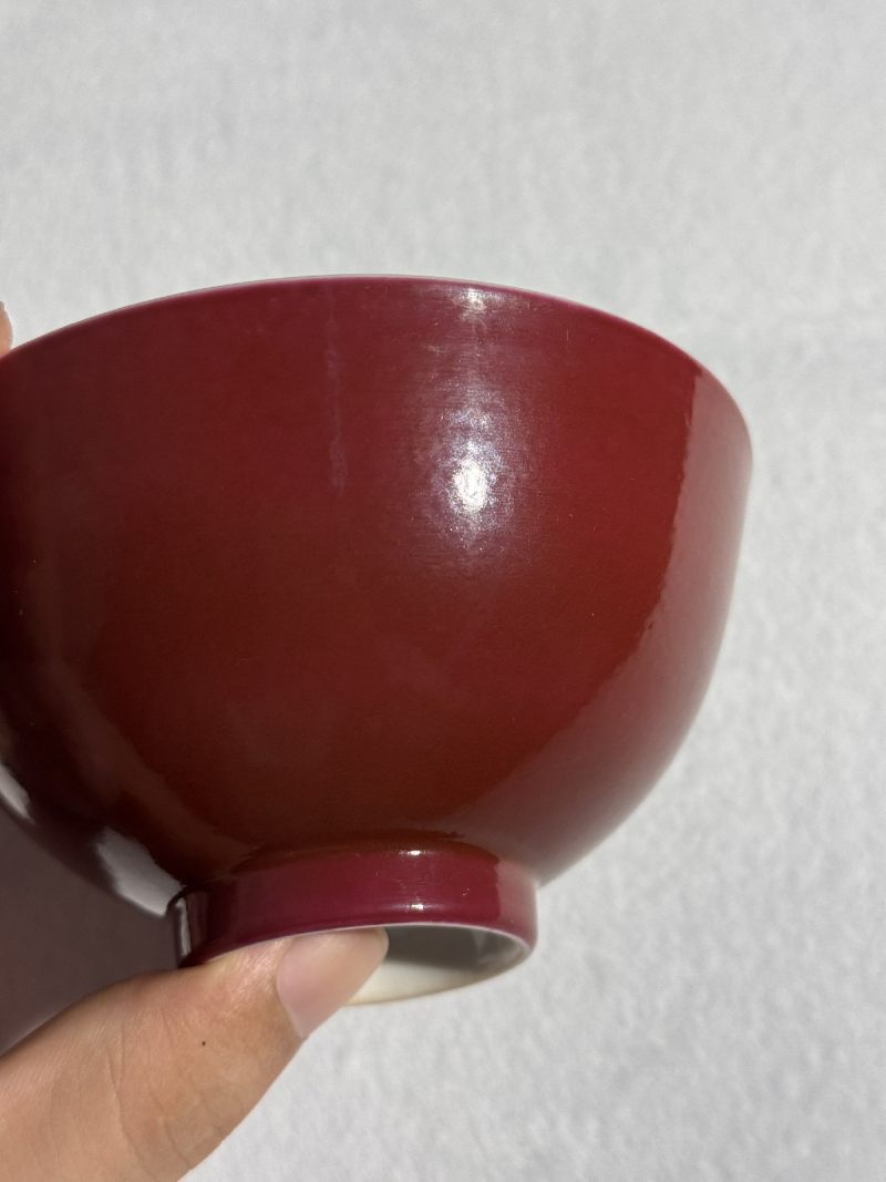 清乾隆 胭脂红釉茶碗 - 图11