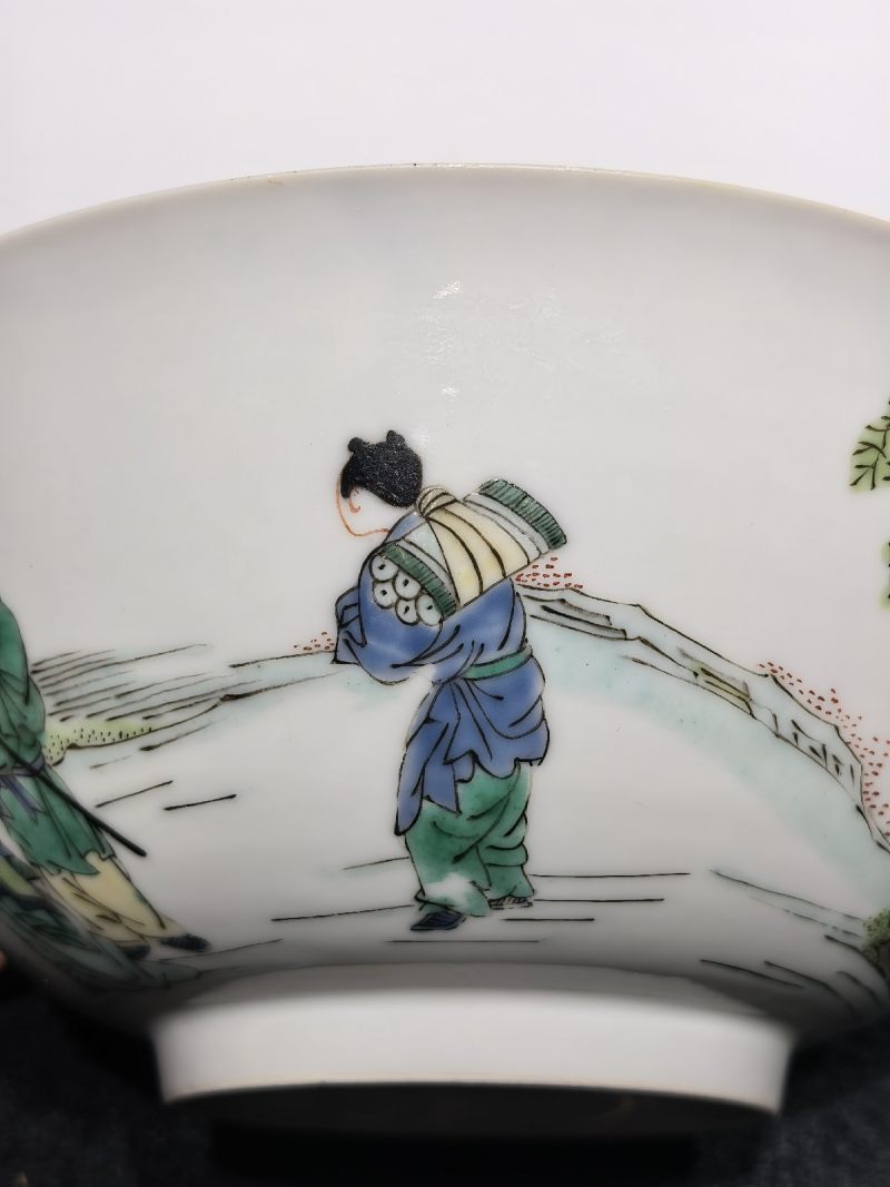 清康熙 弘治胎五彩羲之爱鹅图碗 - 图6