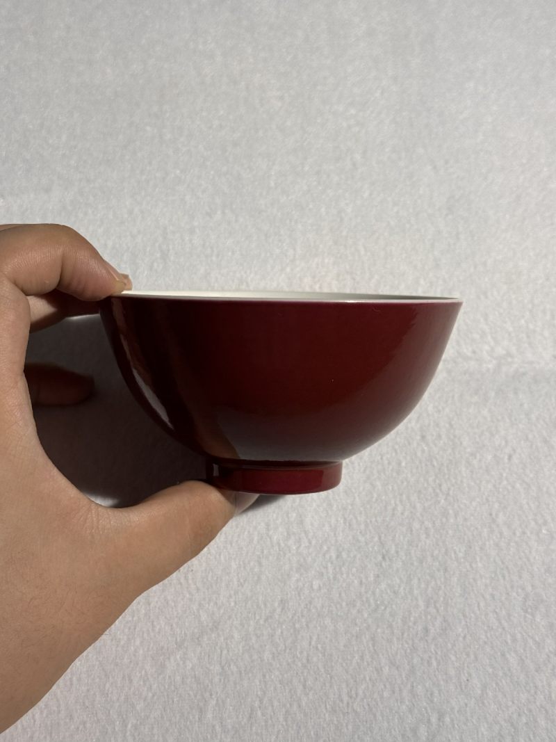 清乾隆 胭脂红釉茶碗 - 图3