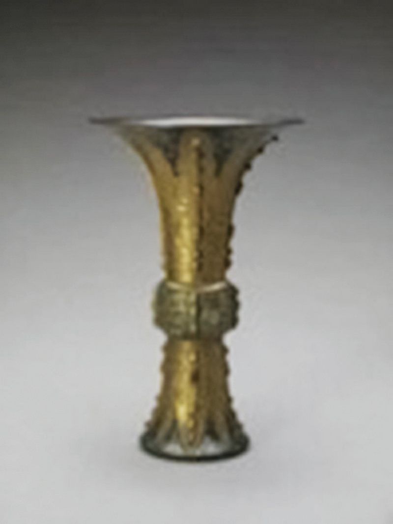 清乾隆 唐窑仿古铜釉描金四开光粉彩四季山水纹小尊 - 图7