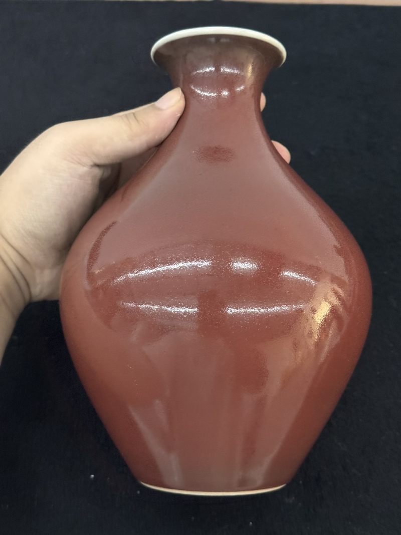 清雍正 年红釉橄榄尊 - 图4