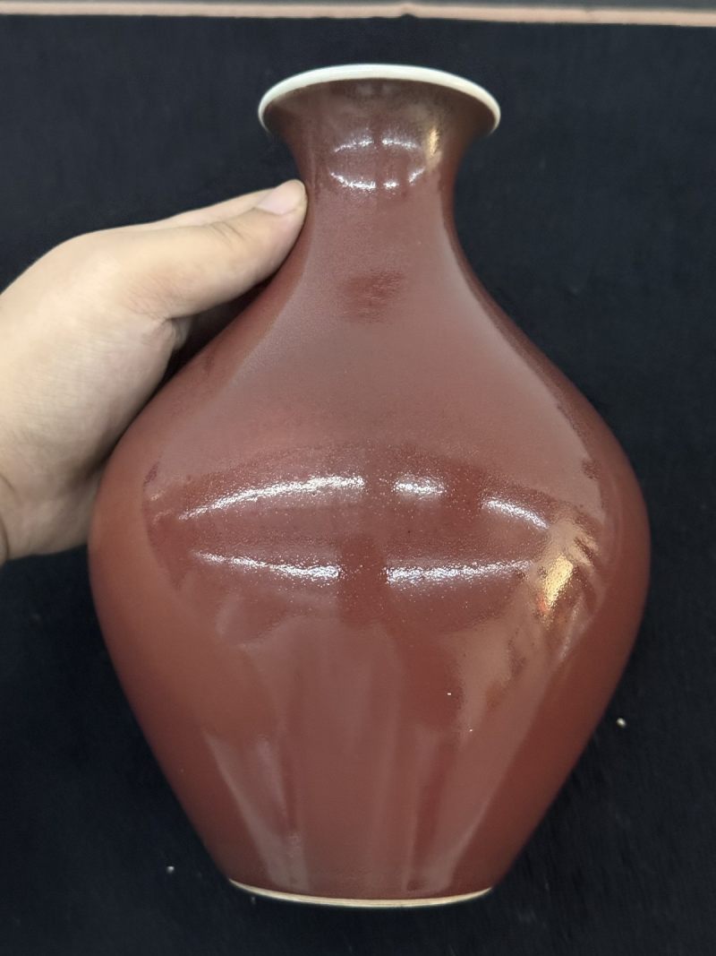 清雍正 年红釉橄榄尊 - 图7