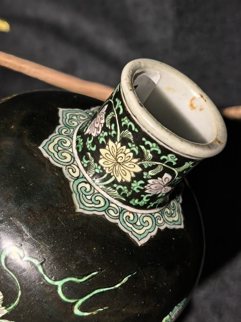 清康熙 臧窑乌金釉素三彩立龙莱菔尊 - 图26