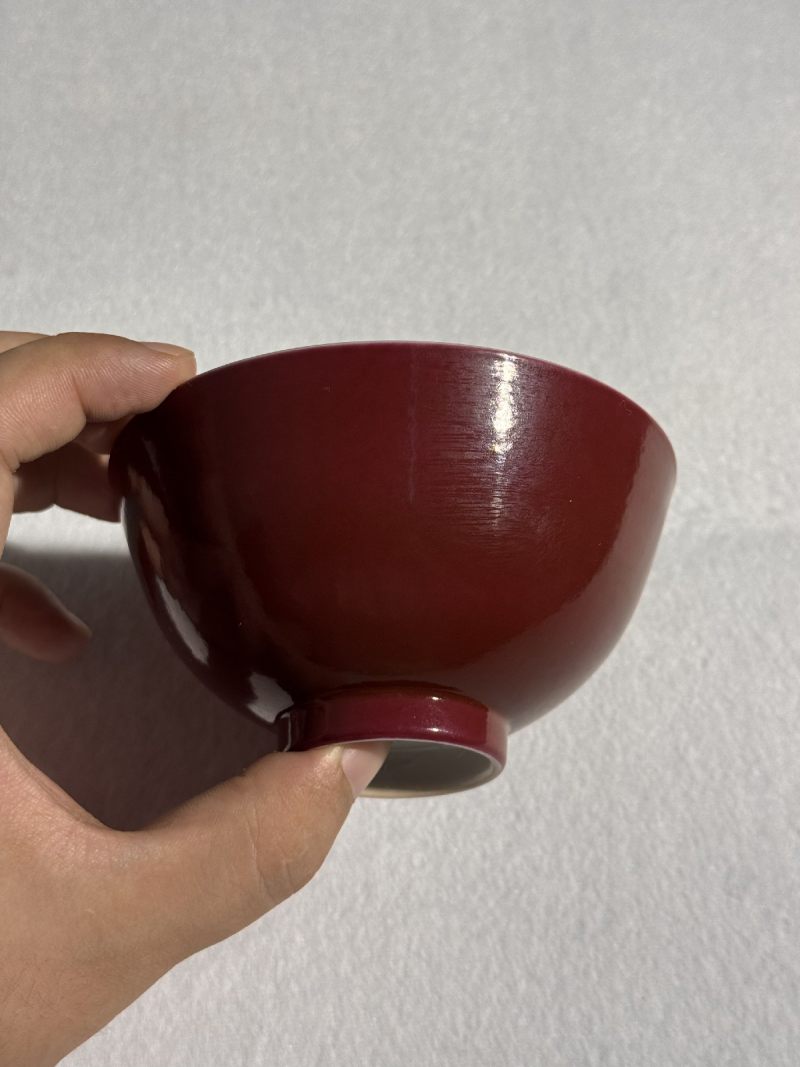 清乾隆 胭脂红釉茶碗 - 图4