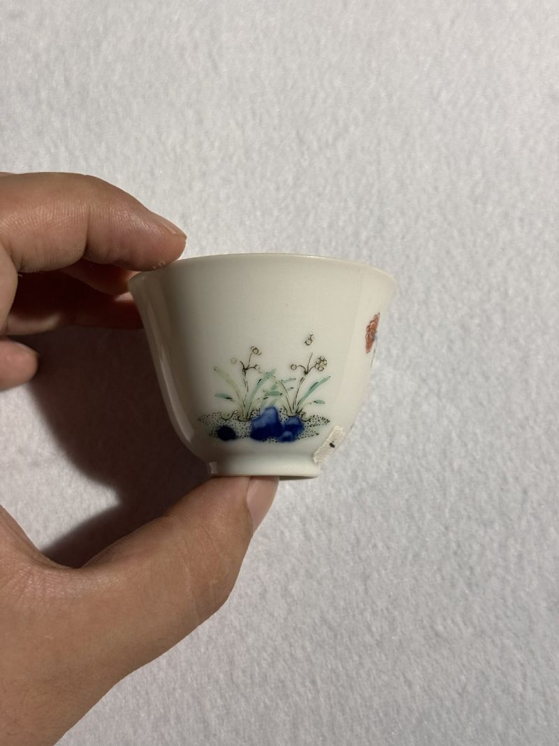 清乾隆 青花粉彩水仙纹花神杯 （一对） - 图5