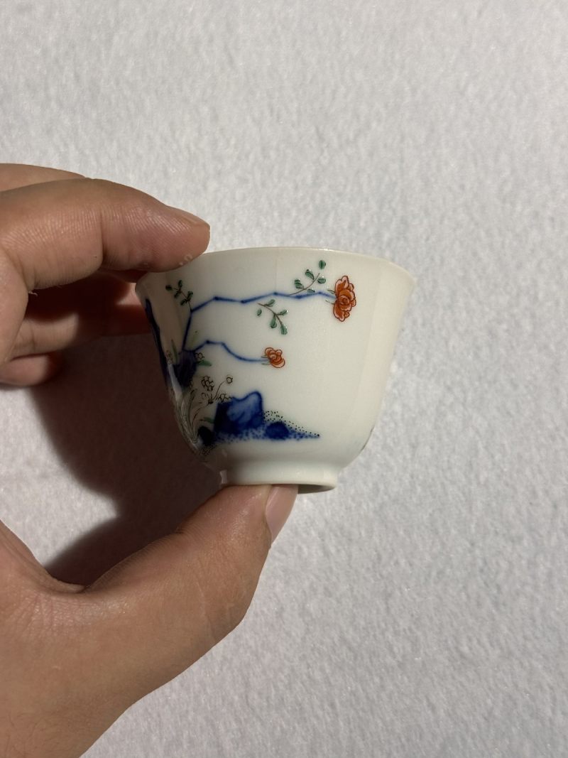 清乾隆 青花粉彩水仙纹花神杯 （一对） - 图6