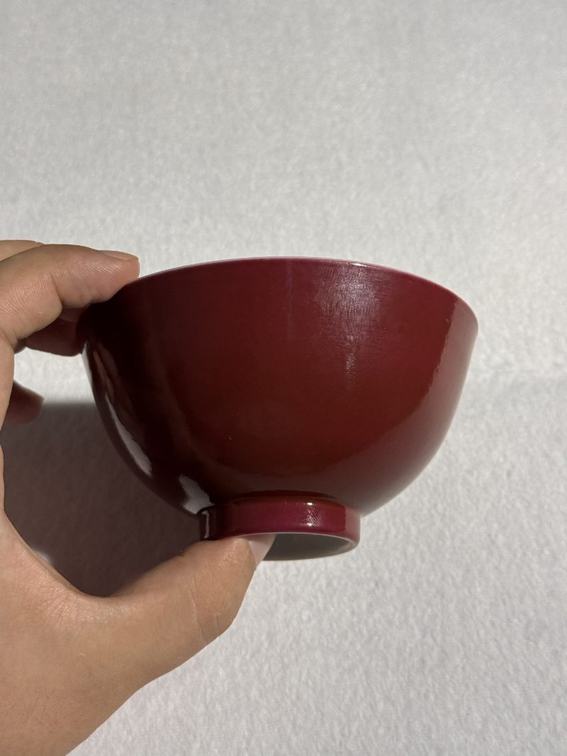 清乾隆 胭脂红釉茶碗 - 图5
