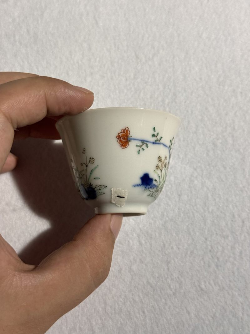 清乾隆 青花粉彩水仙纹花神杯 （一对） - 图9
