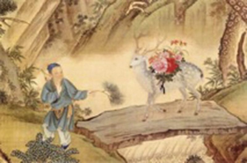 清雍正 白釉暗刻缠枝莲粉彩萱寿延龄图梅瓶 - 图7