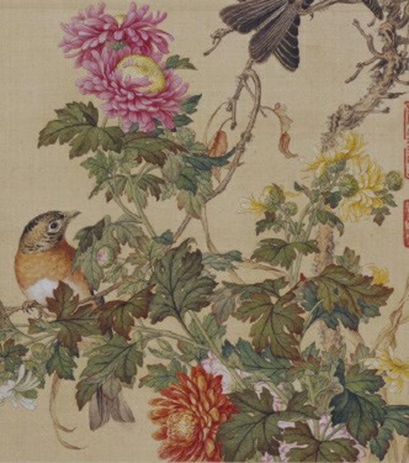 清乾隆 蓝地描金开光镂雕粉彩四季花卉套瓶 - 图29