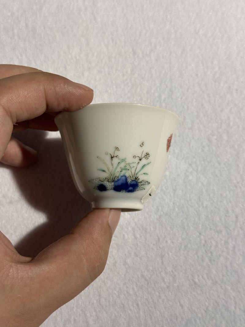 清乾隆 青花粉彩水仙纹花神杯 （一对） - 图10