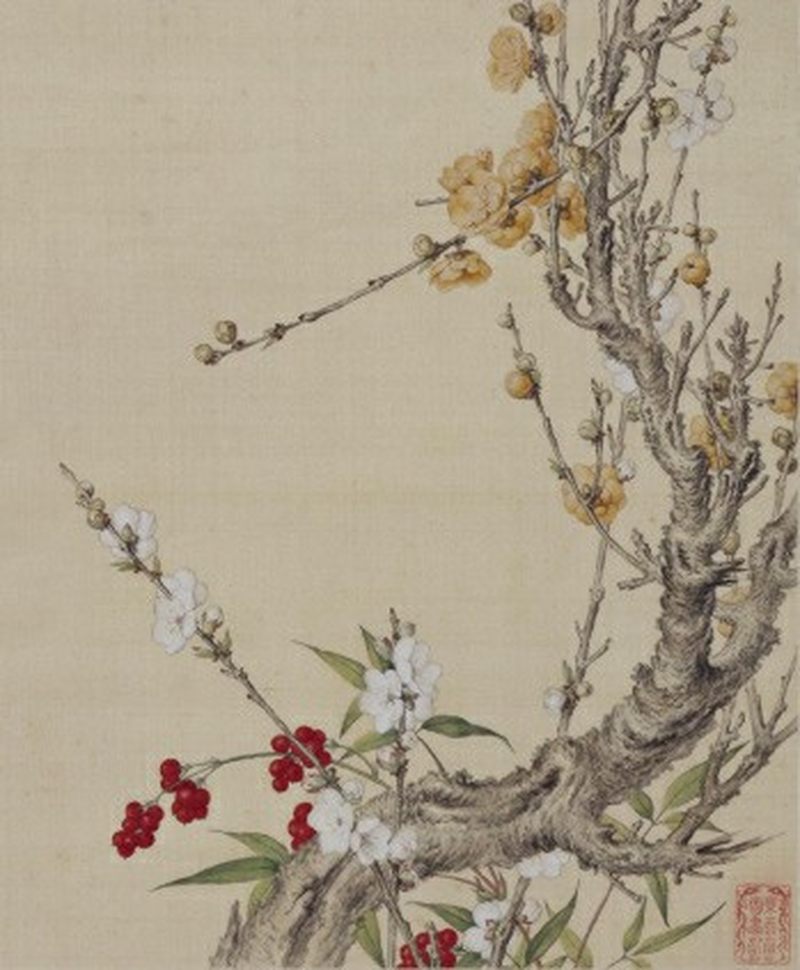 清乾隆 蓝地描金开光镂雕粉彩四季花卉套瓶 - 图30