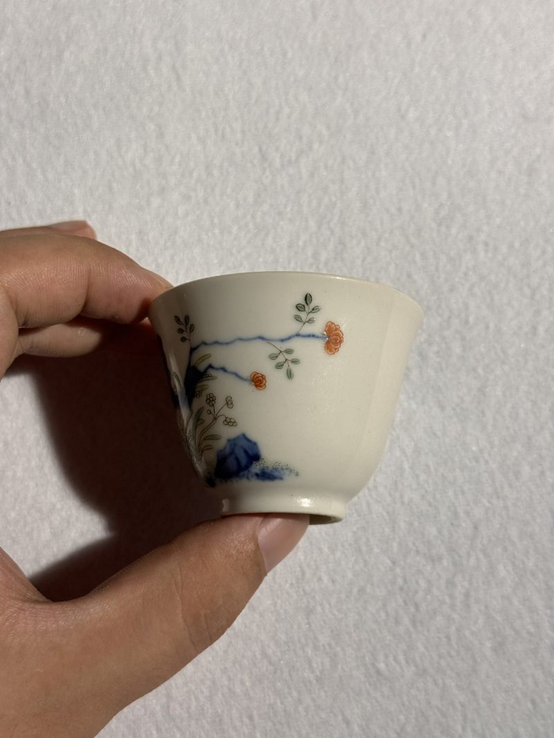 清乾隆 青花粉彩水仙纹花神杯 （一对） - 图11