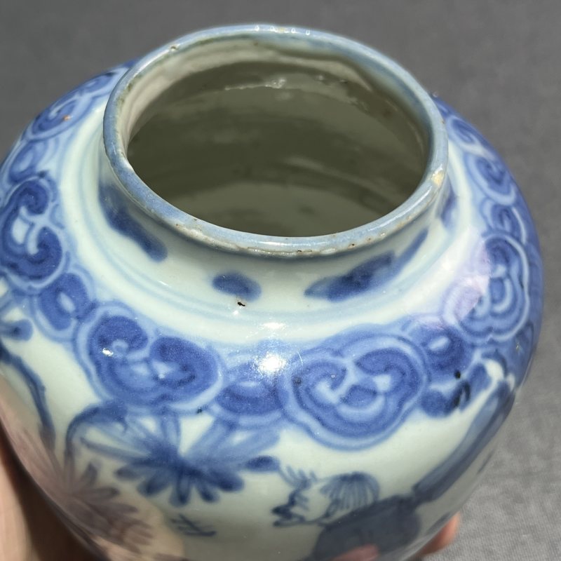 明万历青花人物盖罐一对 - 图23