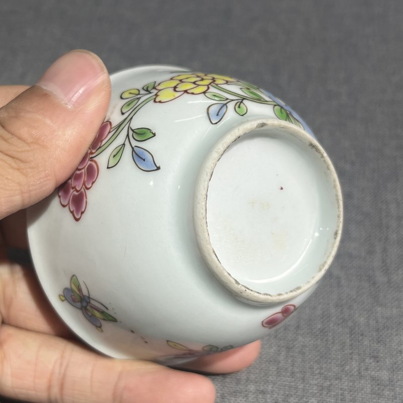 清雍正粉彩花鸟杯一对 - 图12