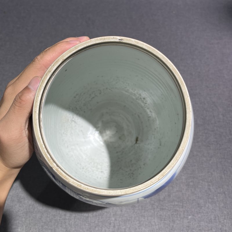 明崇祯青花人物纹莲子罐 - 图13