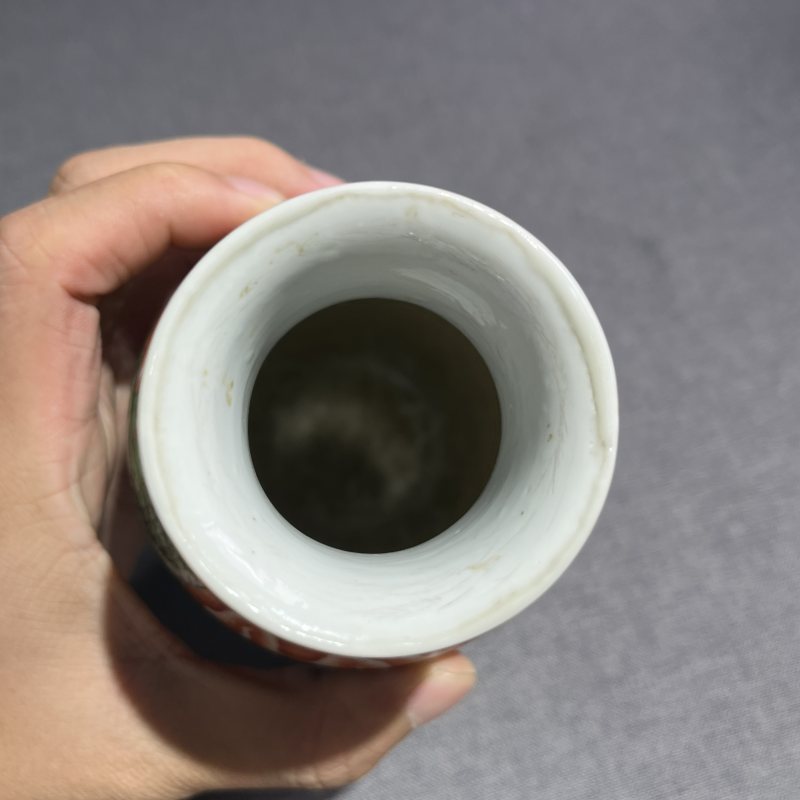 清晚期粉彩仿木纹釉龙纹灯笼瓶 - 图8
