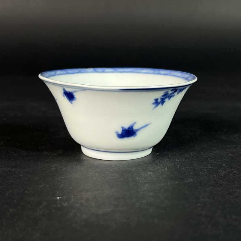 清康熙 青花花鸟纹杯 - 图3