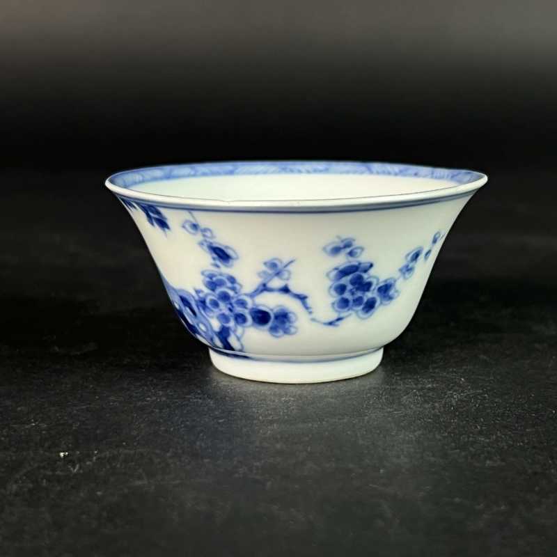 清康熙 青花花鸟纹杯 - 图4